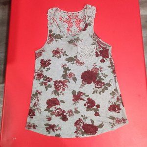 Ardene grey flower design top women's size XS